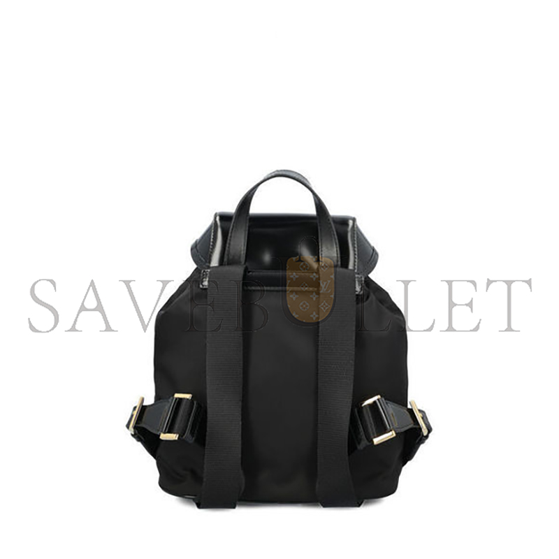 Pra*a medium re-nylon and brushed leather backpack black 1bz074 (25*20.5*11.5cm)